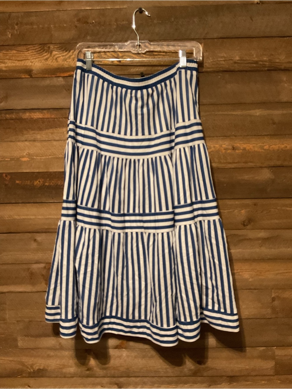 CATO Women’s Blue And White Striped Pull On Skirt Size Medium NWT